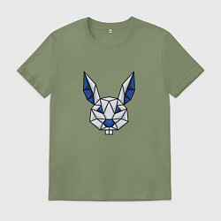 Футболка хлопковая мужская Кролик lowpoly, цвет: авокадо
