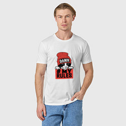 Футболка хлопковая мужская Damn my rules, цвет: белый — фото 2