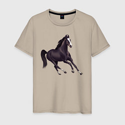 Футболка хлопковая мужская Марварская лошадь, цвет: миндальный