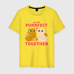 Футболка хлопковая мужская We are purrrfect together, цвет: желтый