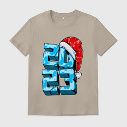 Футболка хлопковая мужская Какой сегодня год, цвет: миндальный