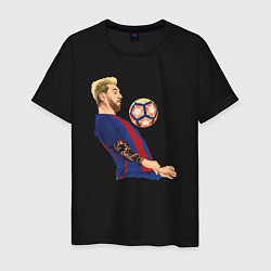 Футболка хлопковая мужская Messi Barcelona, цвет: черный