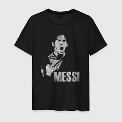 Футболка хлопковая мужская Leo Messi scream, цвет: черный