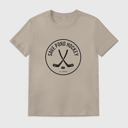 Футболка хлопковая мужская Save Pond Hockey, цвет: миндальный