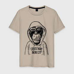 Футболка хлопковая мужская Monkey hipster, цвет: миндальный