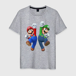 Футболка хлопковая мужская Марио и Луиджи, цвет: меланж