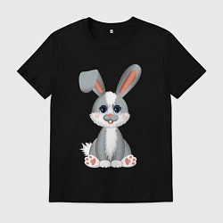 Футболка хлопковая мужская Серый зайчонок, цвет: черный