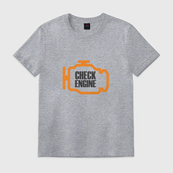 Футболка хлопковая мужская Check engine, цвет: меланж