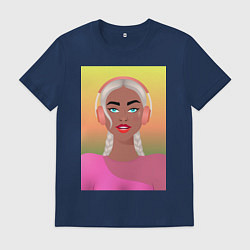 Футболка хлопковая мужская Девушка меломан, цвет: тёмно-синий