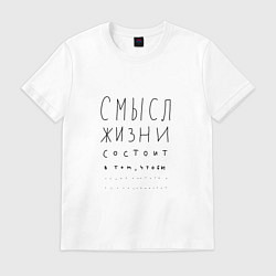 Футболка хлопковая мужская Смысл жизни в том что, цвет: белый