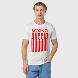 Футболка хлопковая мужская Бокс Российская сборная, цвет: белый — фото 2