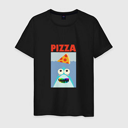 Футболка хлопковая мужская Pizza jaws, цвет: черный