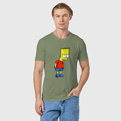 Футболка хлопковая мужская Недовольный Барт, цвет: авокадо — фото 2