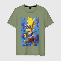 Футболка хлопковая мужская Bart Simpson - neural network, цвет: авокадо
