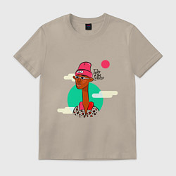Футболка хлопковая мужская Tyler The Creator rap, цвет: миндальный