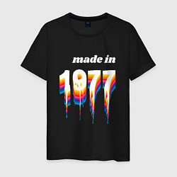 Футболка хлопковая мужская Made in 1977 liquid art, цвет: черный