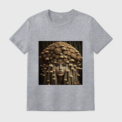 Футболка хлопковая мужская Девушка гриб, цвет: меланж