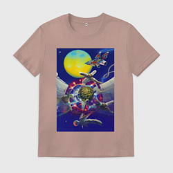 Футболка хлопковая мужская Космос - фантастика - нейросеть, цвет: пыльно-розовый