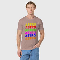 Футболка хлопковая мужская Astro color logo, цвет: пыльно-розовый — фото 2