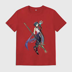 Футболка хлопковая мужская Сяо из Genshin Impact, цвет: красный