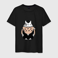 Футболка хлопковая мужская Totoro рокер, цвет: черный