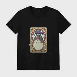 Футболка хлопковая мужская Totoro card, цвет: черный