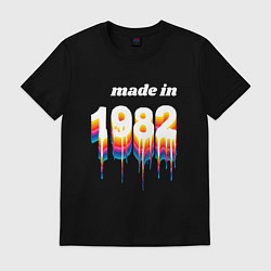 Футболка хлопковая мужская Made in 1982 liquid art, цвет: черный