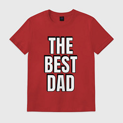 Футболка хлопковая мужская The best dad белая надпись с тенью, цвет: красный