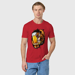 Футболка хлопковая мужская Накатигр с кружкой, цвет: красный — фото 2
