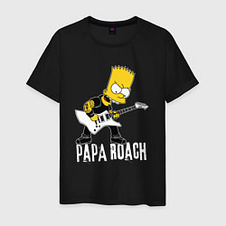 Футболка хлопковая мужская Papa Roach Барт Симпсон рокер, цвет: черный