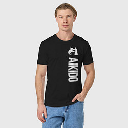 Футболка хлопковая мужская Айкидо, цвет: черный — фото 2