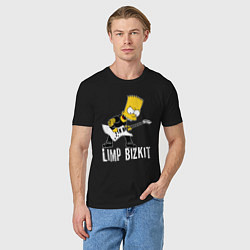 Футболка хлопковая мужская Limp Bizkit Барт Симпсон рокер, цвет: черный — фото 2