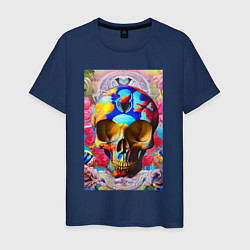 Футболка хлопковая мужская Skull - neural network - art, цвет: тёмно-синий
