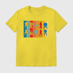 Футболка хлопковая мужская Звездный путь корабли, цвет: желтый