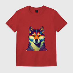 Футболка хлопковая мужская Shibu inu dog, цвет: красный