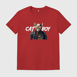Футболка хлопковая мужская Cat boy, цвет: красный