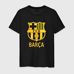 Футболка хлопковая мужская Барселона золотой, цвет: черный