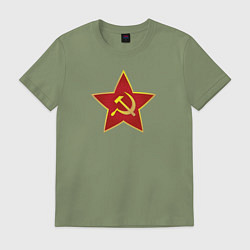 Футболка хлопковая мужская СССР звезда, цвет: авокадо