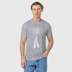 Футболка хлопковая мужская Road trip и разделительная полоса, цвет: меланж — фото 2