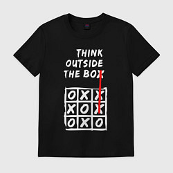 Футболка хлопковая мужская Think outside the box game, цвет: черный