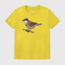 Футболка хлопковая мужская Полевой воробуй, цвет: желтый