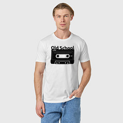Футболка хлопковая мужская Old school music, цвет: белый — фото 2