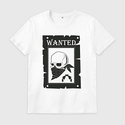 Футболка хлопковая мужская Череп wanted, цвет: белый