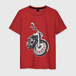 Футболка хлопковая мужская Мотоцикл Yamaha, цвет: красный