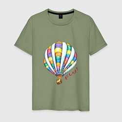 Футболка хлопковая мужская Яркий воздушный шар, цвет: авокадо