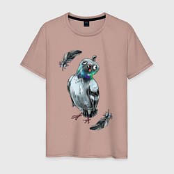 Футболка хлопковая мужская Чокнутый голубь, цвет: пыльно-розовый