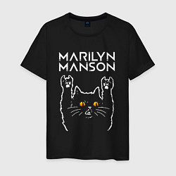 Футболка хлопковая мужская Marilyn Manson rock cat, цвет: черный