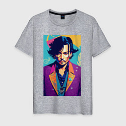 Футболка хлопковая мужская Johnny Depp - celebrity, цвет: меланж