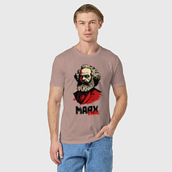 Футболка хлопковая мужская Karl Marx - 3 цвета, цвет: пыльно-розовый — фото 2