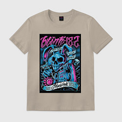 Футболка хлопковая мужская Blink 182 рок группа, цвет: миндальный